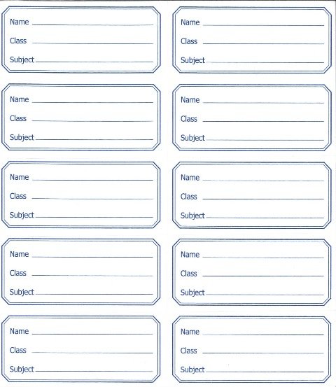 Copybook Name Labels - Sheet x 10